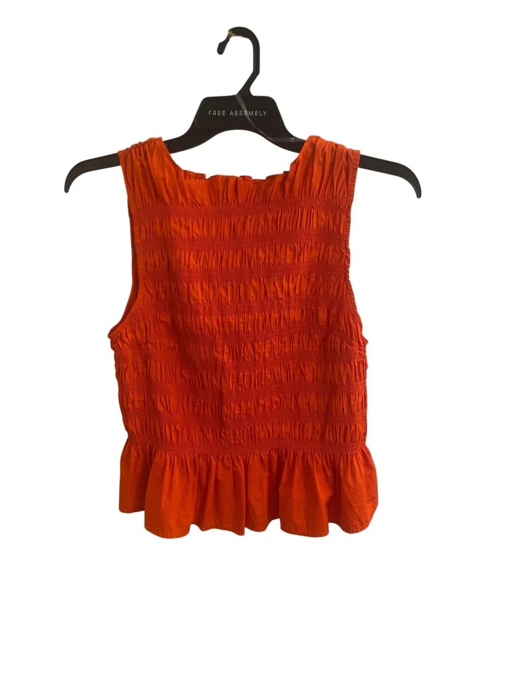 Sleeveless Smocked Peplum Top Bright Orange Coastal Summer Ruffle Top Size Large - Picture 5 of 14